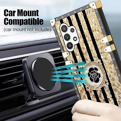 Miniatura 2 de Funda para Samsung A32 5G, Galaxy A32 5G, funda clásica retro de oro brillante de silicona TPU con soporte de anillo de purpurina para Galaxy A32 5G