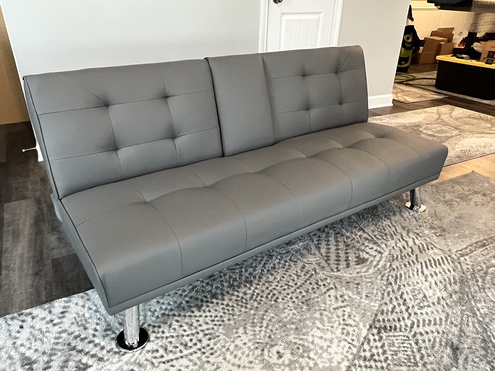 33/mo Finance JUMMICO Faux Leather Upholstered Modern Convertible