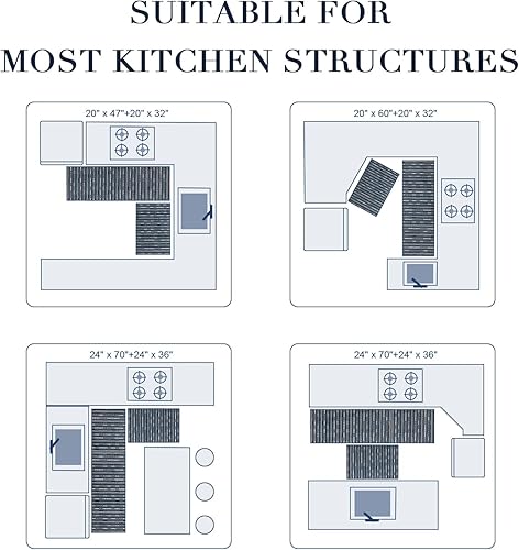 Miniatura 5 de Juego de 2 alfombras de cocina antideslizantes para el piso, gruesas, resistentes a las manchas, vintage, tapetes de pasillo para pasillos, entrada,