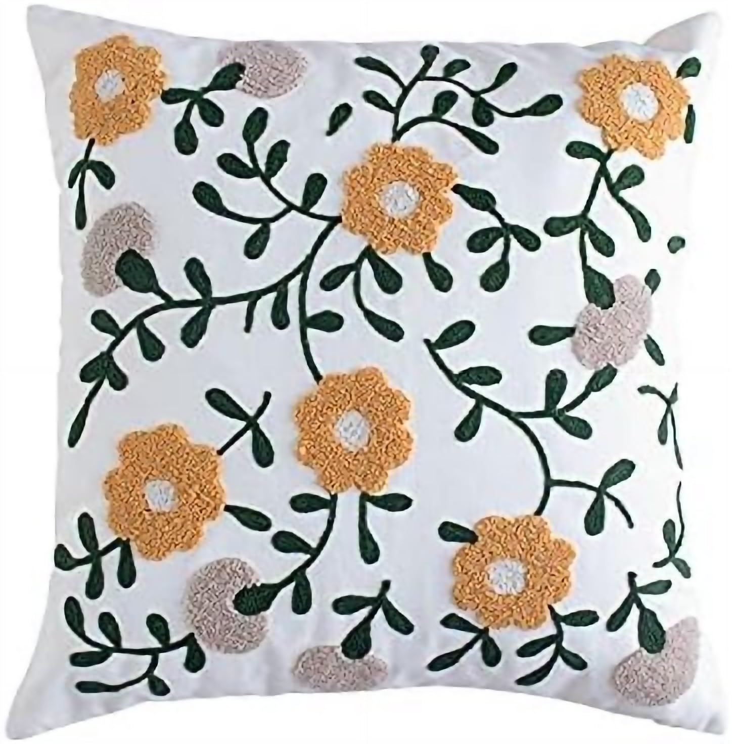 Buy MOCOFO Canvas Embroidered Flower Pillow Case Spring Embroidery Craft Modern Simple Throw Pillow Cover For Sofa,Bedroom,Office (Wild Fruit, 18x18 ) Online At Low Prices In India