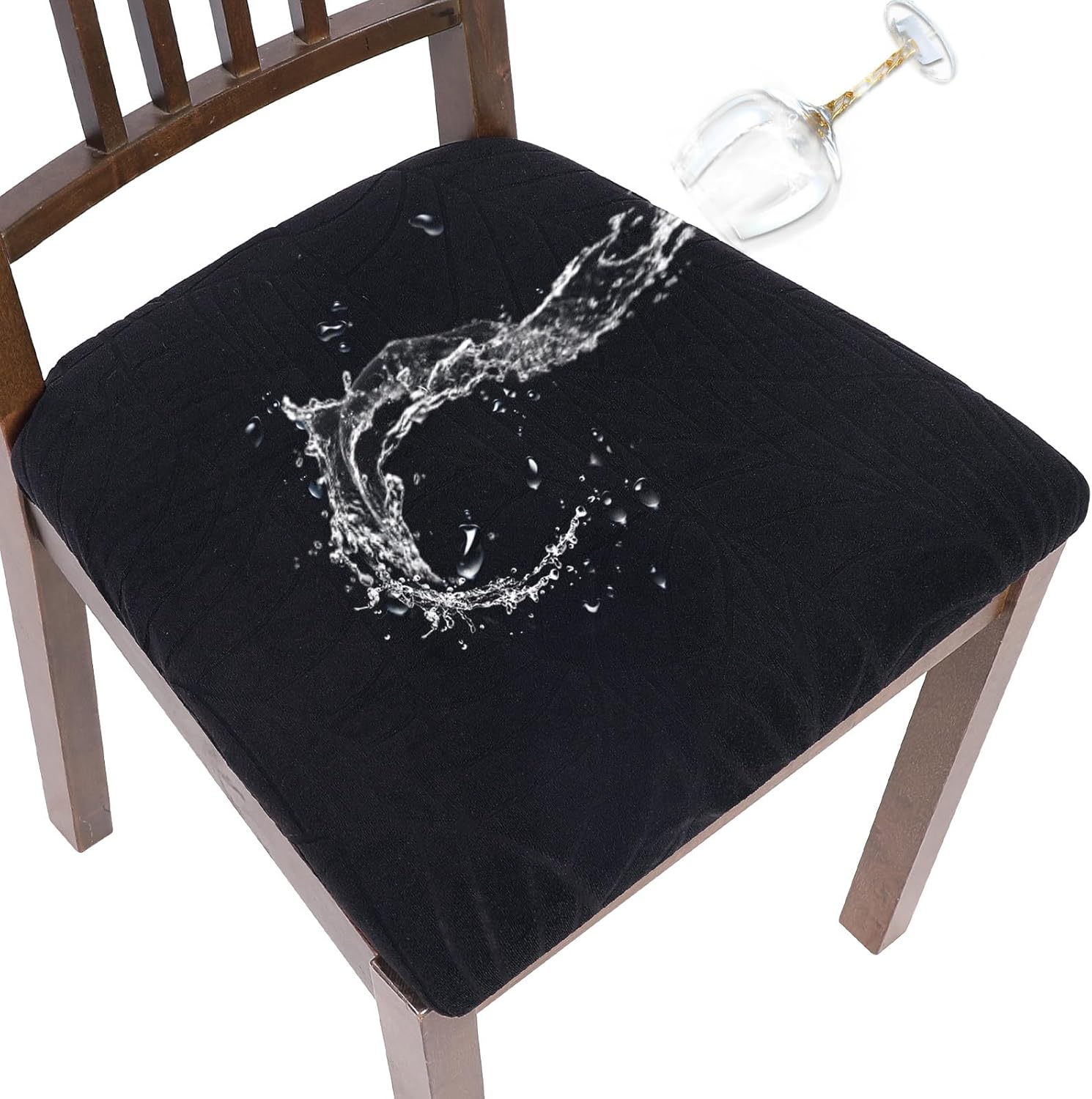 SearchI 100 Waterproof Seat Covers for Dining Chairs, 4 Pack Stretchable Removable