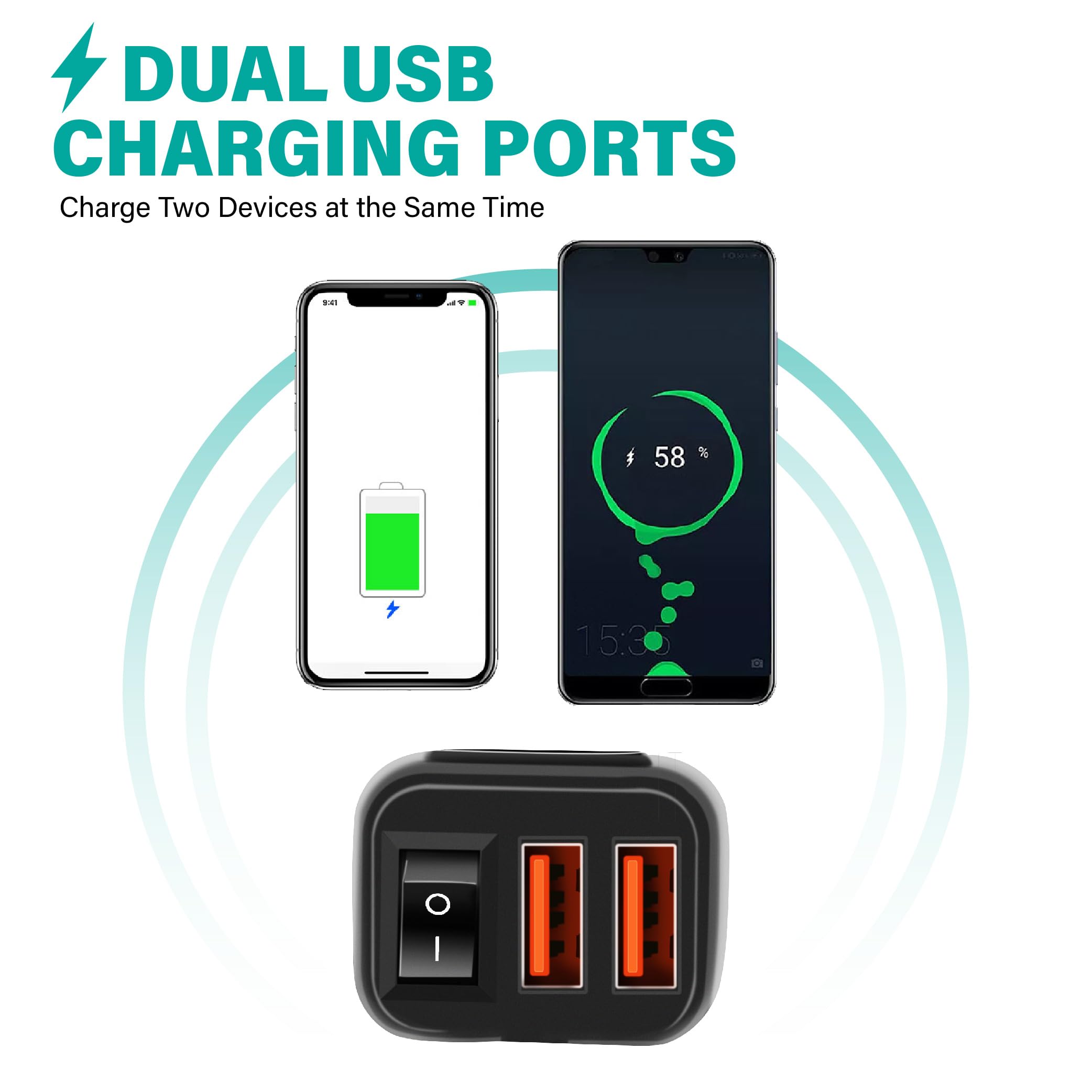 Cargador USB Moto para BMW CE 04 2022-2024, 2 Puertos USB Pantalla de Voltaje Interruptor Independiente Impermeable