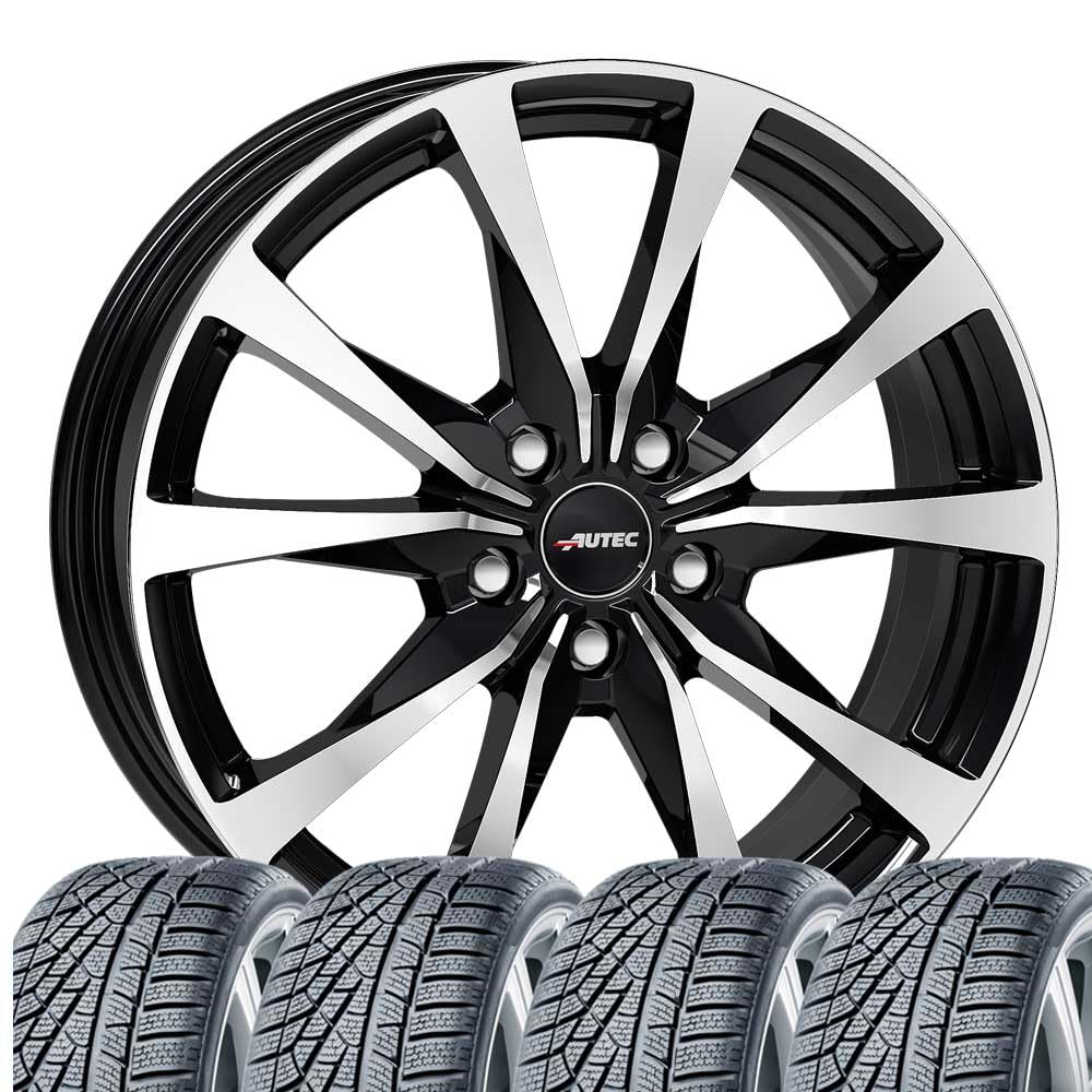 4 rowery zimowe Brixen 6,5 x 16 ET 46 5 x 112, czarne, polerowane, 205/60 R16 92H SEM Speed-Grip 5, kompatybilne z Ford Transit Connect Tourneo Connect Tourneo Connect