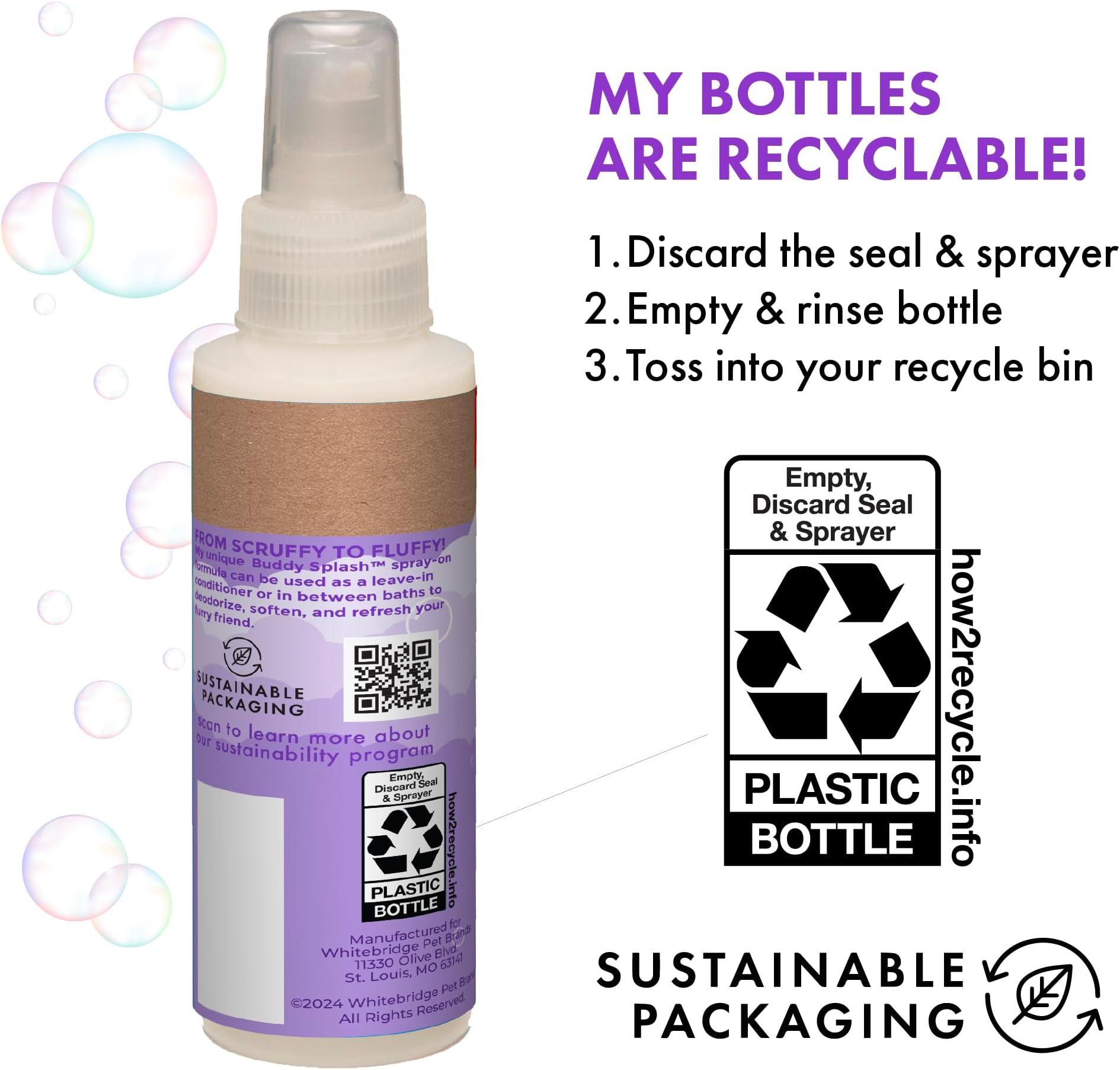 Cloud Star Buddy Splash Spritzer & Conditioner, Lavender & Mint, 4-Ounce Bottles (Pack of 6)