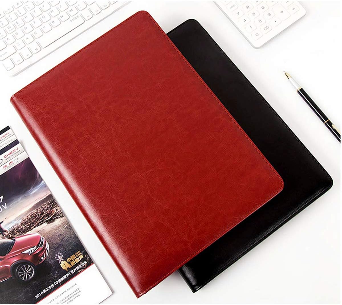 Padfolio Business/Resume Portfolio Folder, Leather Interview Portfolio Business Portfolio Portfolio Organizer with Legal Pad Folder Clipboard,Interview Folder for Men/Women, red image 5