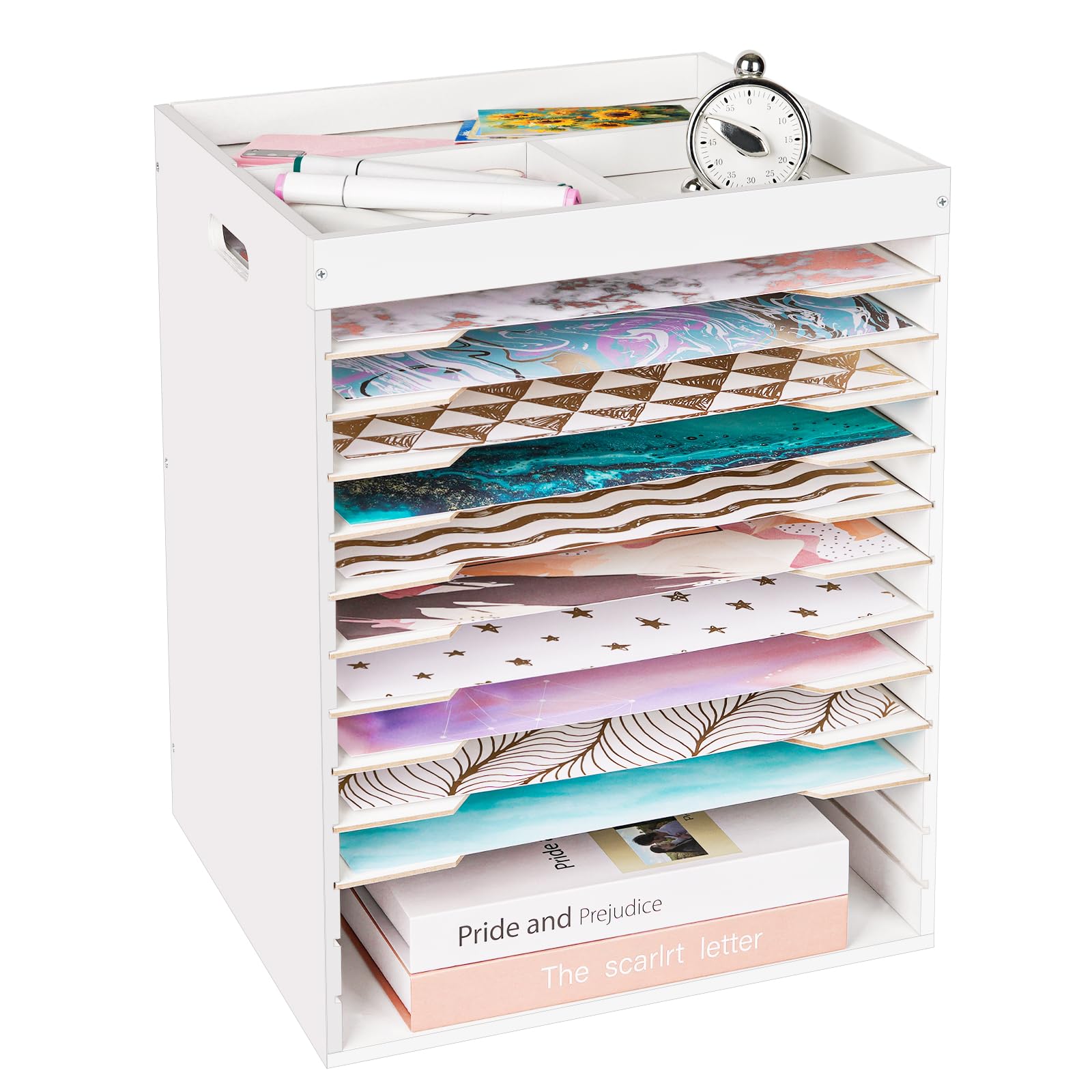 aufbewahrung papier 30 x 30 Bfttlity 30,5 30,5 cm Scrapbook-Papier-Organizer, Holz, 12 Ebenen, Papier-Organizer mit Griff und Extraktionsschlitz, Bastelpapier-Aufbewahrungsregal für Scrapbook-Papier, Vinyl, Akten Küche, Haushalt & Wohnen FAQ-Waffeln sall Variante:Box schwarz für quadratische Coverminder ohne Deckel