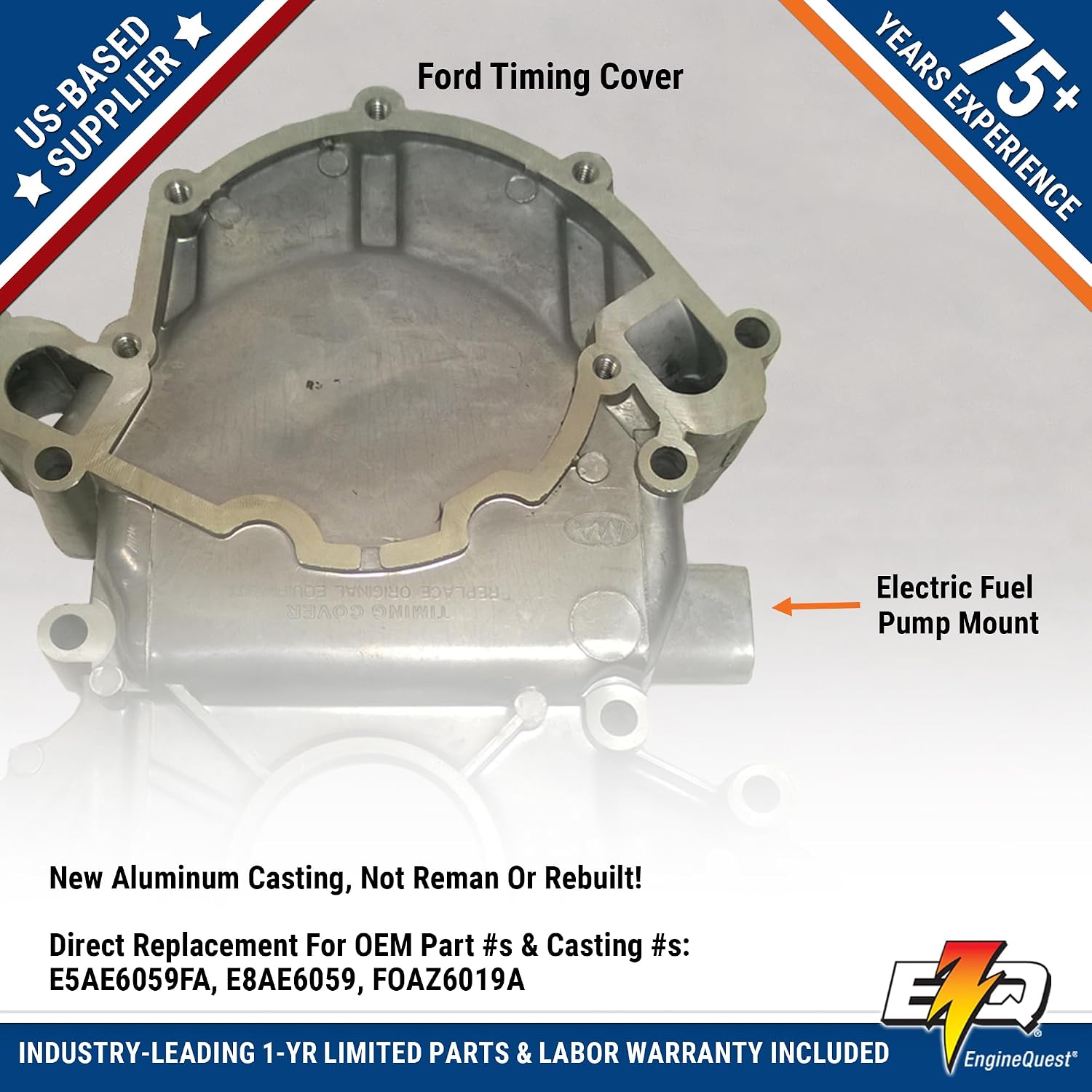 Timing Cover for 5.0L V8 302 CID Engines (1991-1993) - OEM Replacement E5AE, E8AE | Durable Aluminum Cast | New Casting