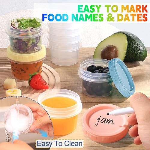 Miniatura 6 de 6 recipientes de plástico de 4 onzas con tapas de rosca, reutilizables de 12 taza pequeños recipientes de almacenamiento de alimentos, a prueba de