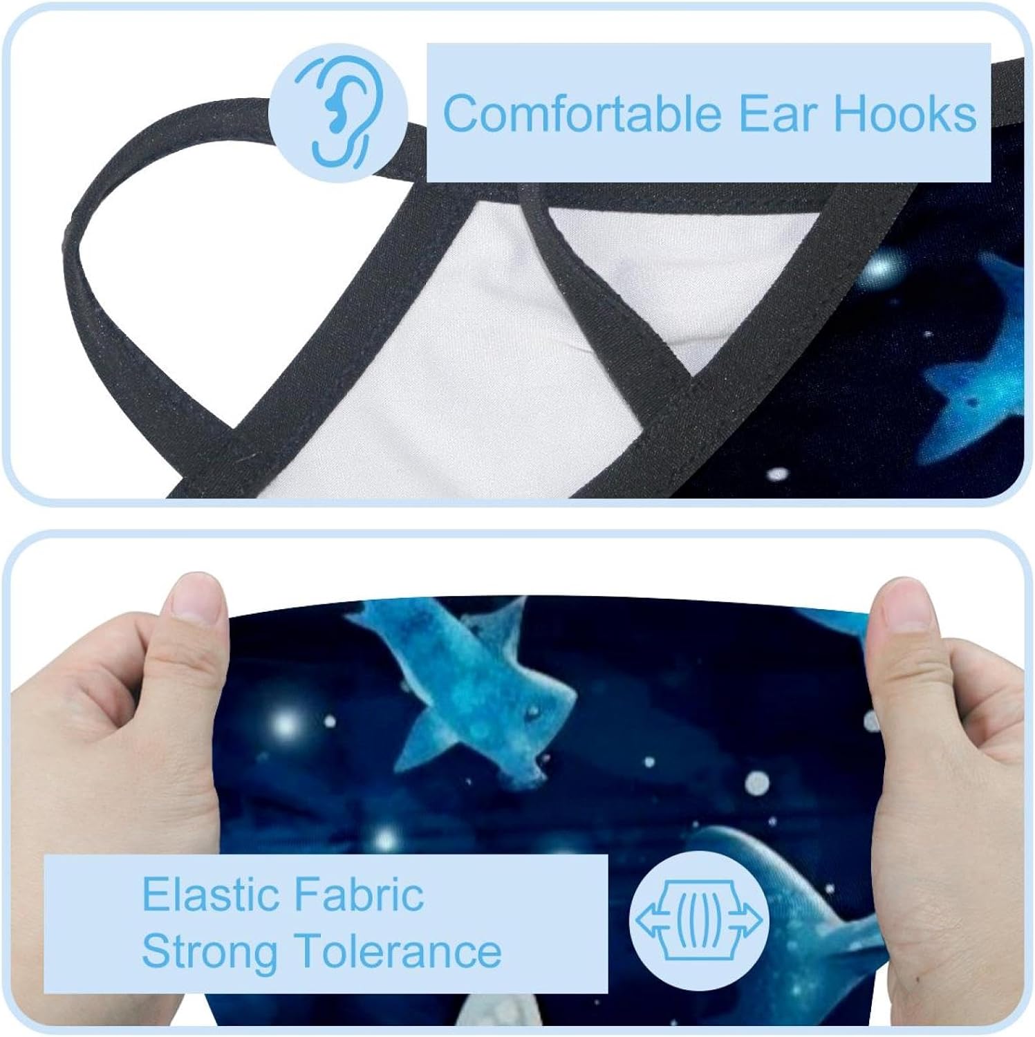 4 Pack Starry Sky Shark Neck Gaiter Face Cover Scarf, Breathable Sun & Wind-proof for Skiing Fishing Hiking Cycling