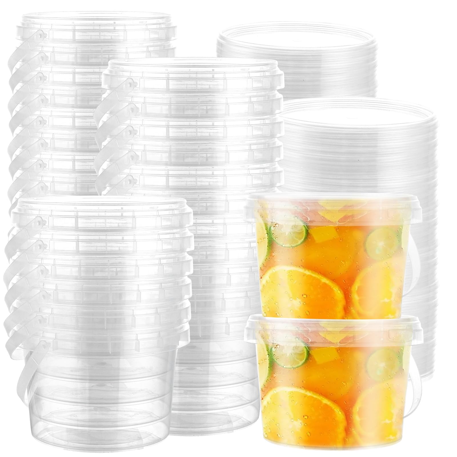 30 contenitori in plastica con coperchio, 500 ml/17 oz riutilizzabili in plastica con coperchio, contenitore Deli, contenitori in plastica per cibo, zuppe, frutta a prova di perdite