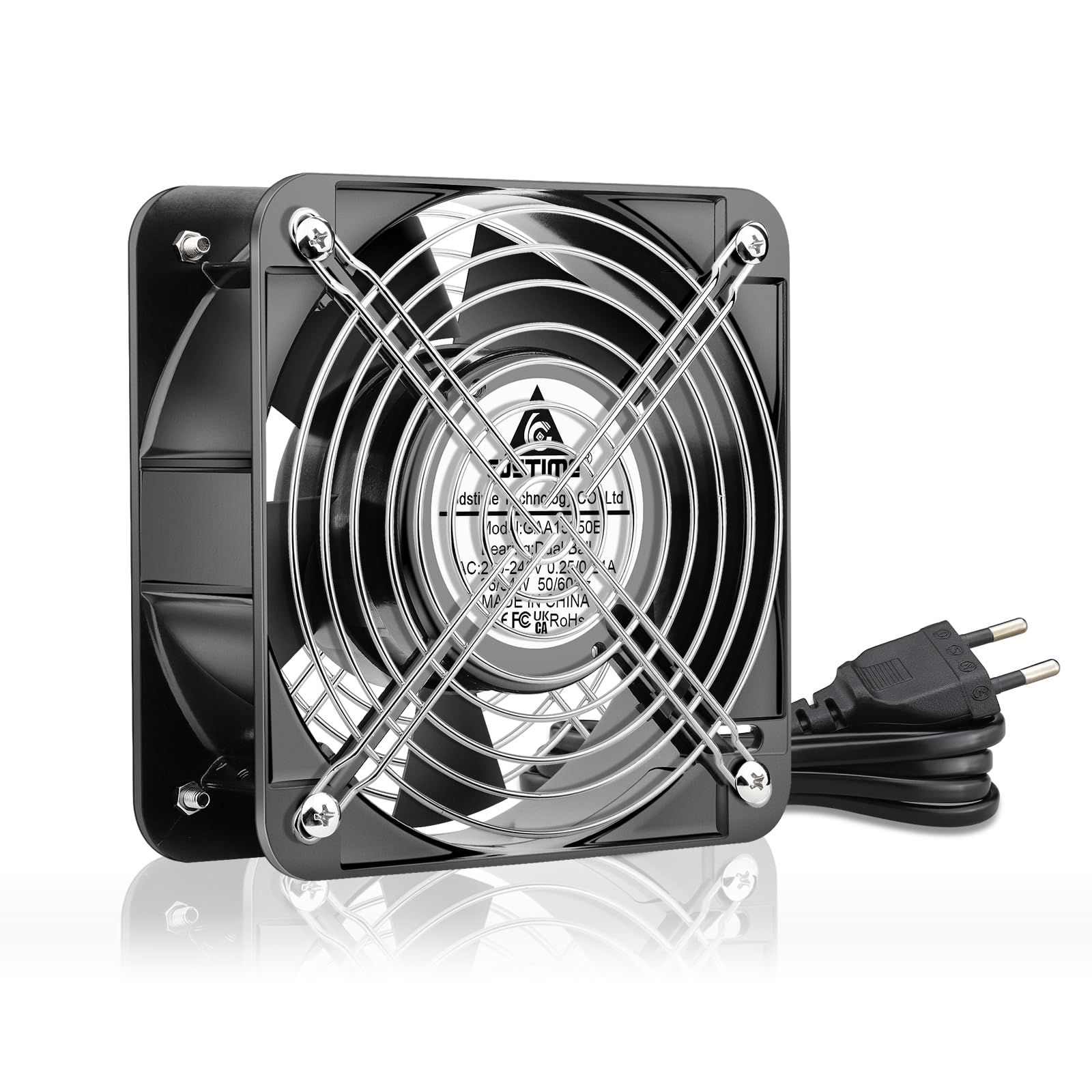 GDSTIME Ventilatore 150 mm 220 V 150 x 50 Ventilatore 220 V con cuscinetto a sfera | Ventilatore 220 V 150 mm Potente Ventilatore assiale 201 CFM AC Fan 230 V Telaio metallico per PC Raffreddamento Ventilazione