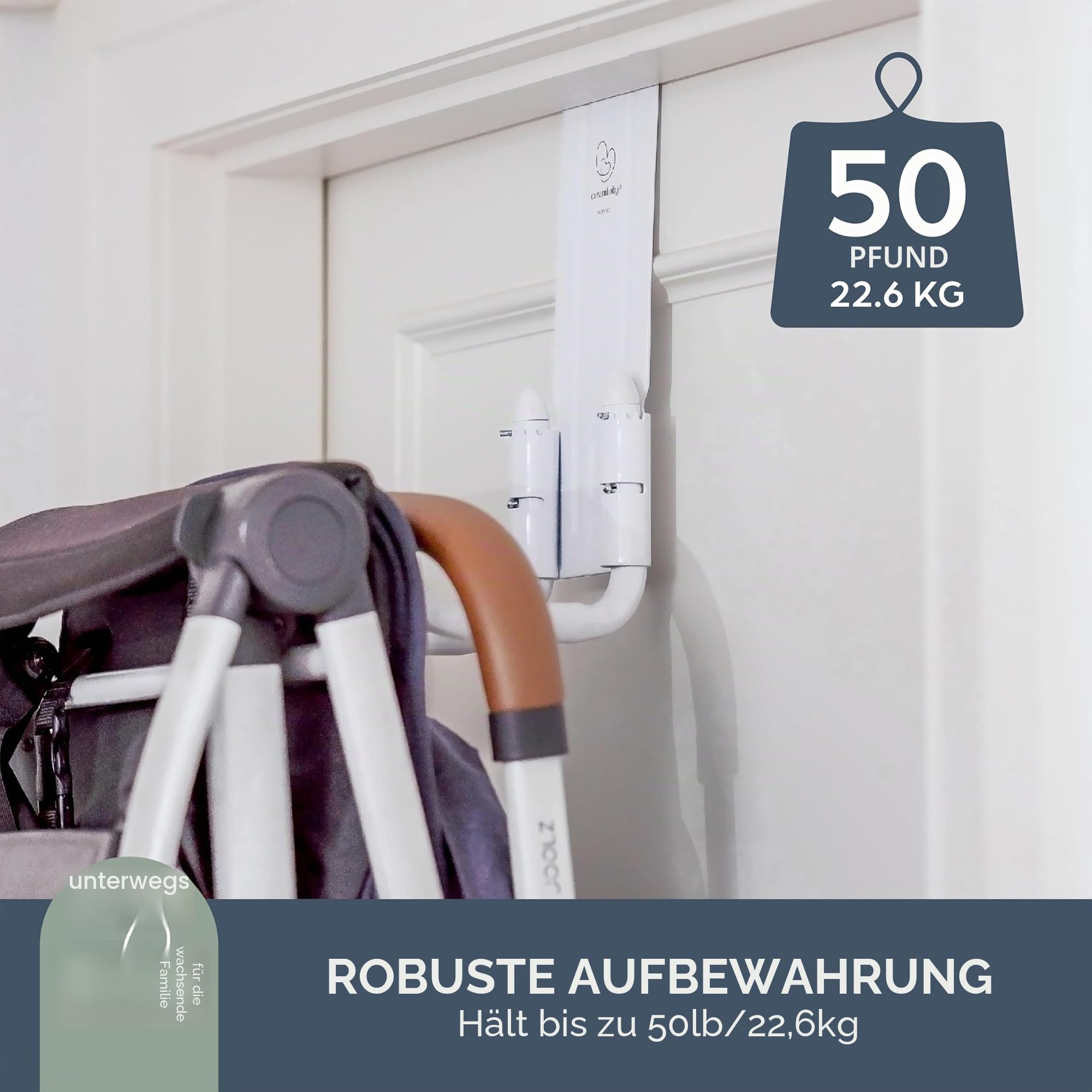Dreambaby Strollerbuddy STROLLAWAY® - Haken für die Lagerung von Kinderwagen/Buggys (Farbe: Weiß)
