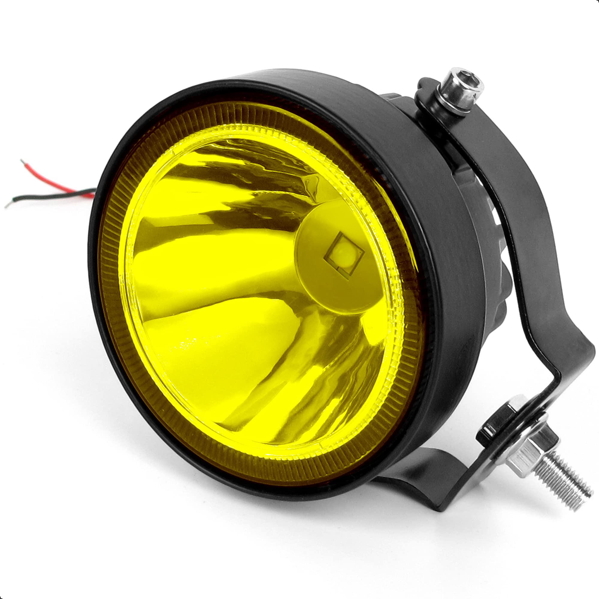 Żółty reflektor przeciwmgielny LED, 60 W, 4 cale, reflektor roboczy, pasuje do motocykli, ciężarówek, samochodów, SUV, ATV, łodzi, traktorów, reflektor cofania 12 V, 24 V, światło do jazdy