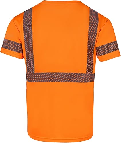 Miniatura 3 de VENDACE Paquete de 3 camisas de seguridad Hi Vis para hombre, clase 3, alta visibilidad, reflectantes, para trabajo, construcción, manga corta