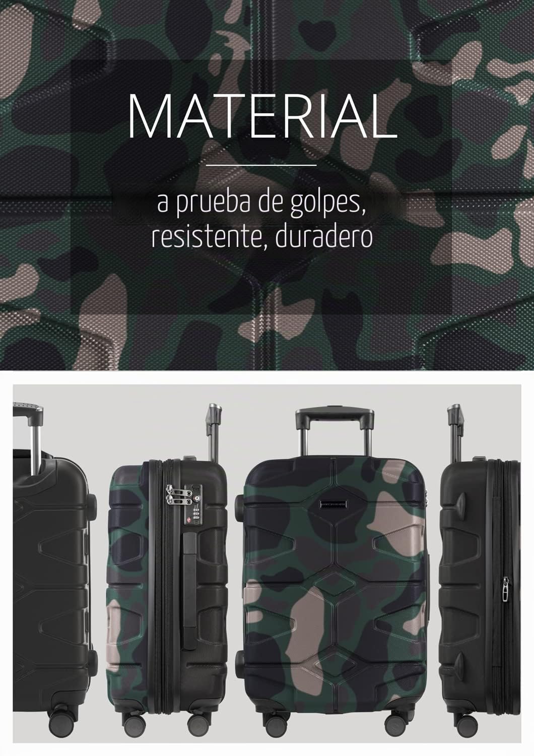 HAUPTSTADTKOFFER - X-Kölln - Equipaje de Mano Extensible, ABS, TSA, 55cm, 50L, Camuflaje