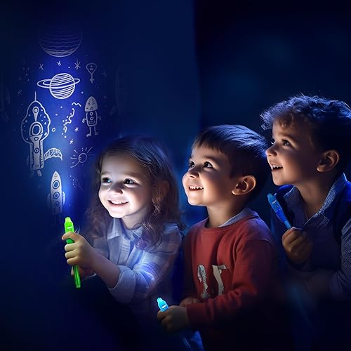 Miniatura 5 de Bolígrafos de tinta invisible con luz UV para niños, bolígrafo espía para niños de 8 a 12 años, paquete de 18 bolígrafos de tinta y cuaderno,
