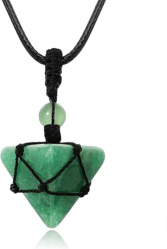 XIANNVXI collar de piedras preciosas de cristal curativo con colgante de pirámide y cadena ajustable, joyería de cuarzo natural reiki para hombres y