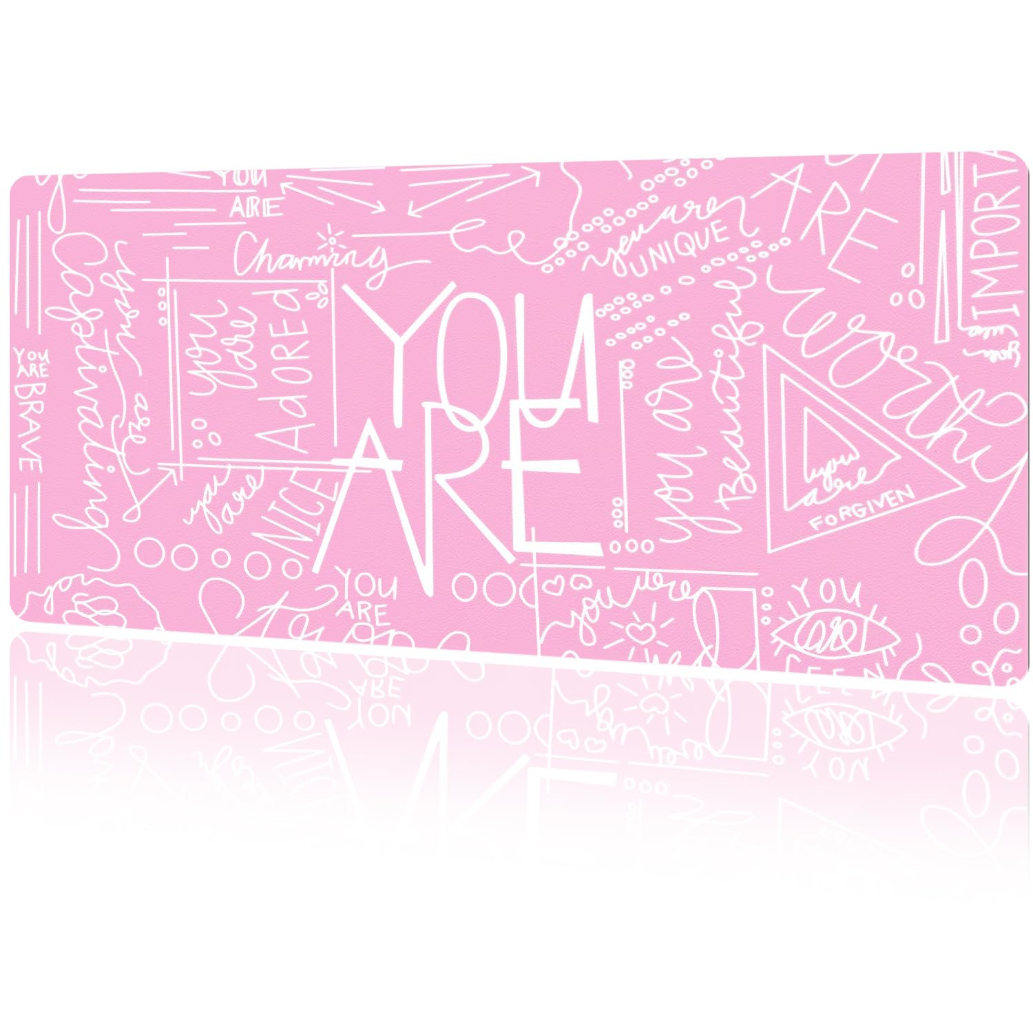 MAYCARI Cute Desk Mat Quote You are Pink Desk Pad Mouse Pad Gaming Mousepad XXL Laptop Keyboard Desktop Writing Pad for Girls Students 31.5"X15.7"