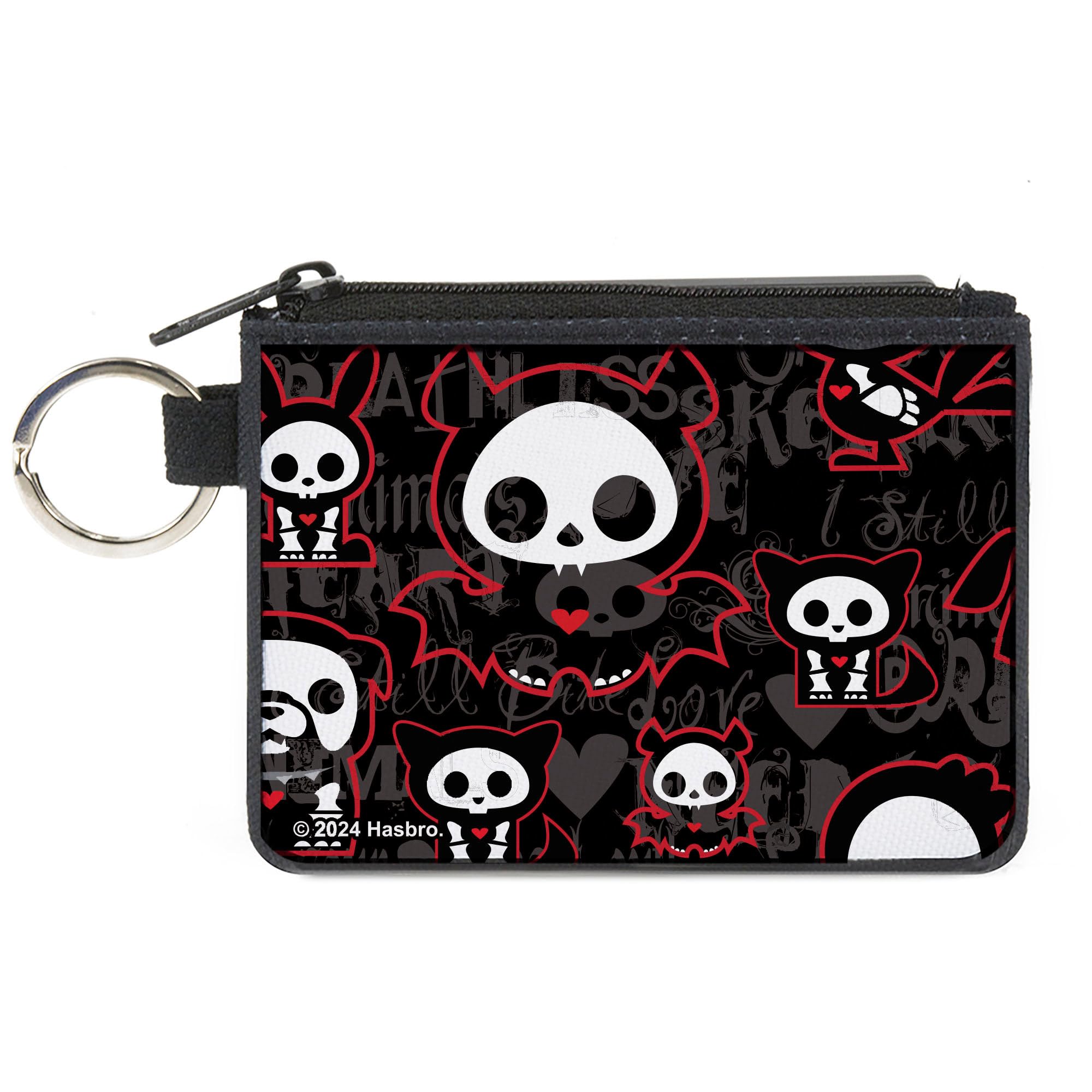 Buckle-Down Skelanimals Wallet, Coin Purse, Skelanimals Character Collage Black Gray Red White, Canvas