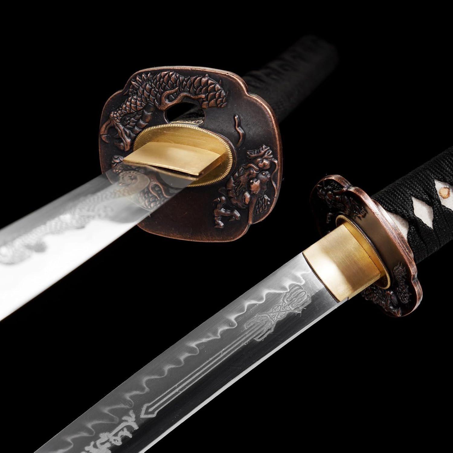 OYZ Katana Sword Clay Tempered T10 Steel Real Choji Hamon Japanese Samurai Katana Tsuba Sword Sharp Blade Full Tang Handmade