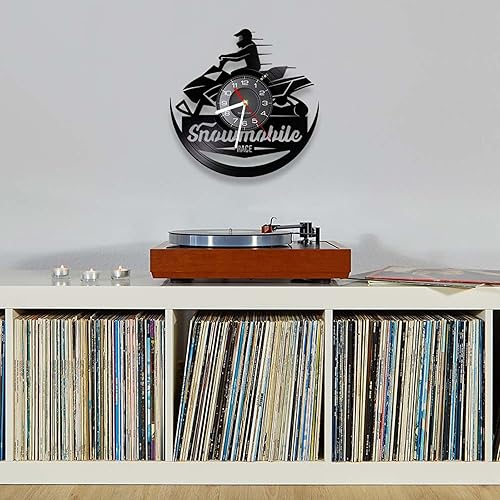 Miniatura 3 de Reloj de pared de 12 pulgadas, para motos de nieve, carreras, reloj de pared de vinilo LP, artesanía, motocicleta, máquina de nieve, reloj de viaje,