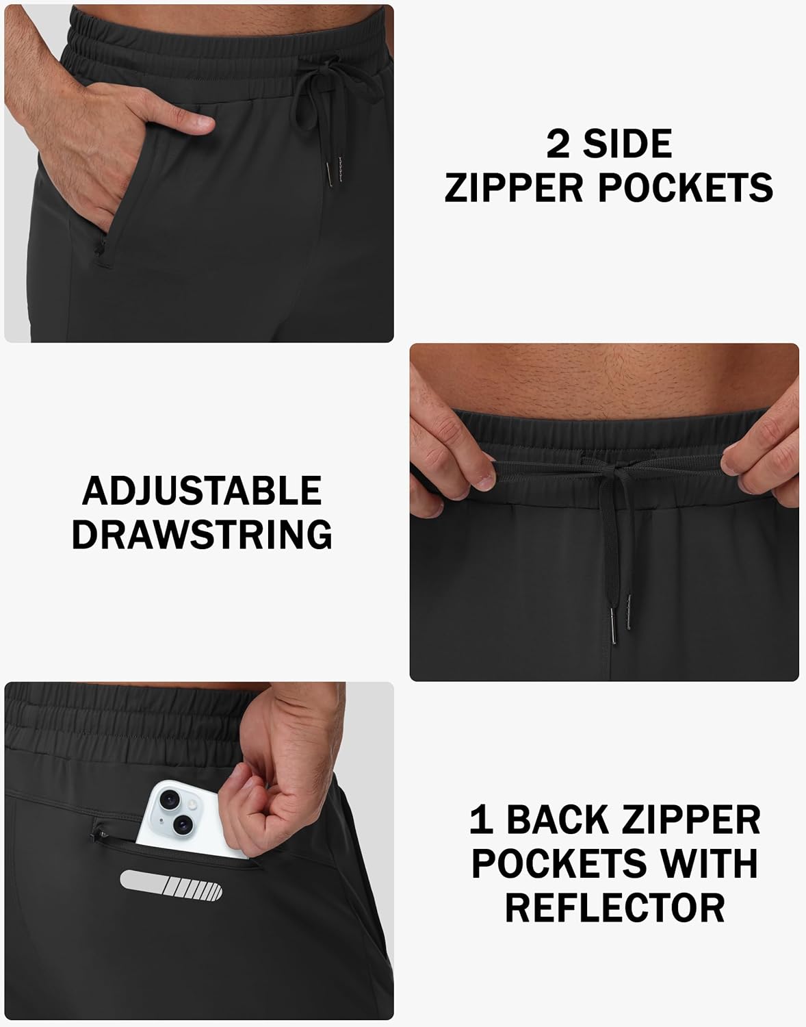 JWM Men's Fleece Lined Joggers with 3 Zipper Pockets Loose Fit Sweatpants Winter Jogger Pants Athletic Workout Gym Running - Image 5