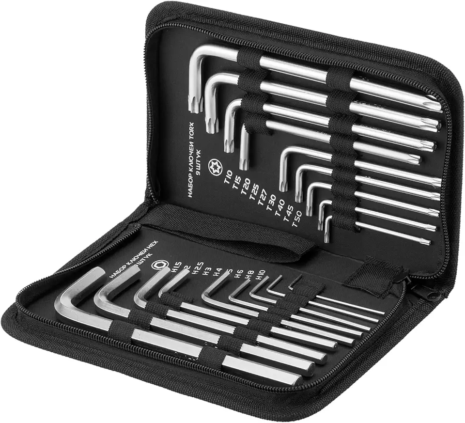 MTX Jogo de Chaves Allen Longas 1,5 mm a 10 mm Torx – Aço Cromo-Vanádio, Estojo em Tecido
