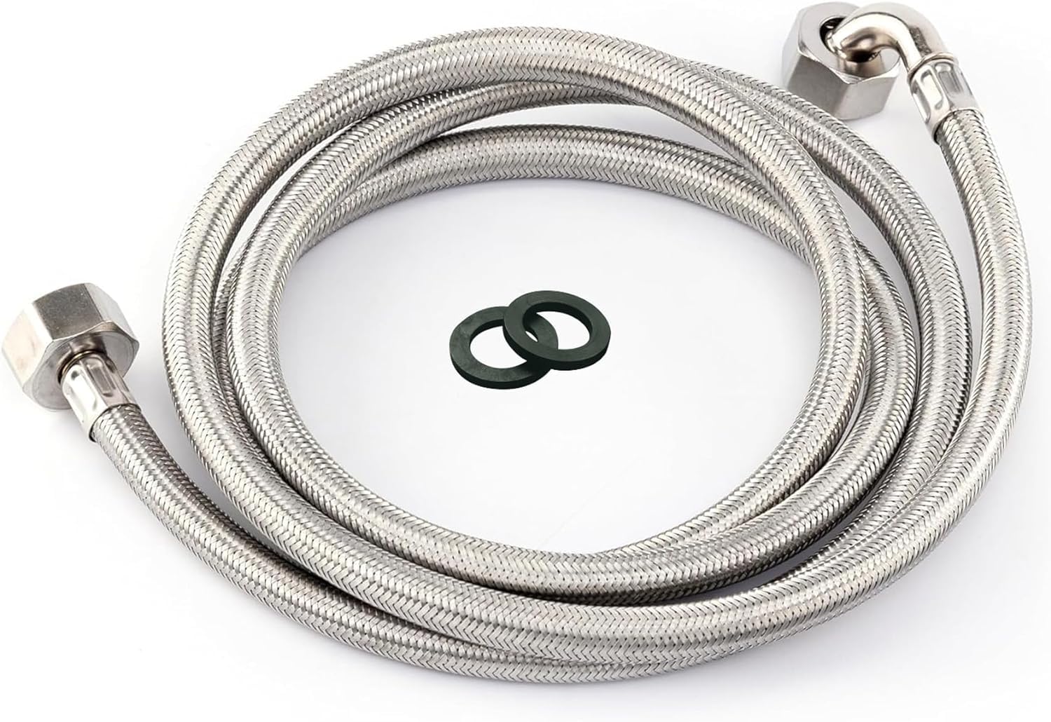 Kippen 5801X - Tuyau flexible pour machine à laver et lave-vaisselle en acier inoxydable indéchirable de 200 cm - Raccords avec raccord F/F de 3/4"