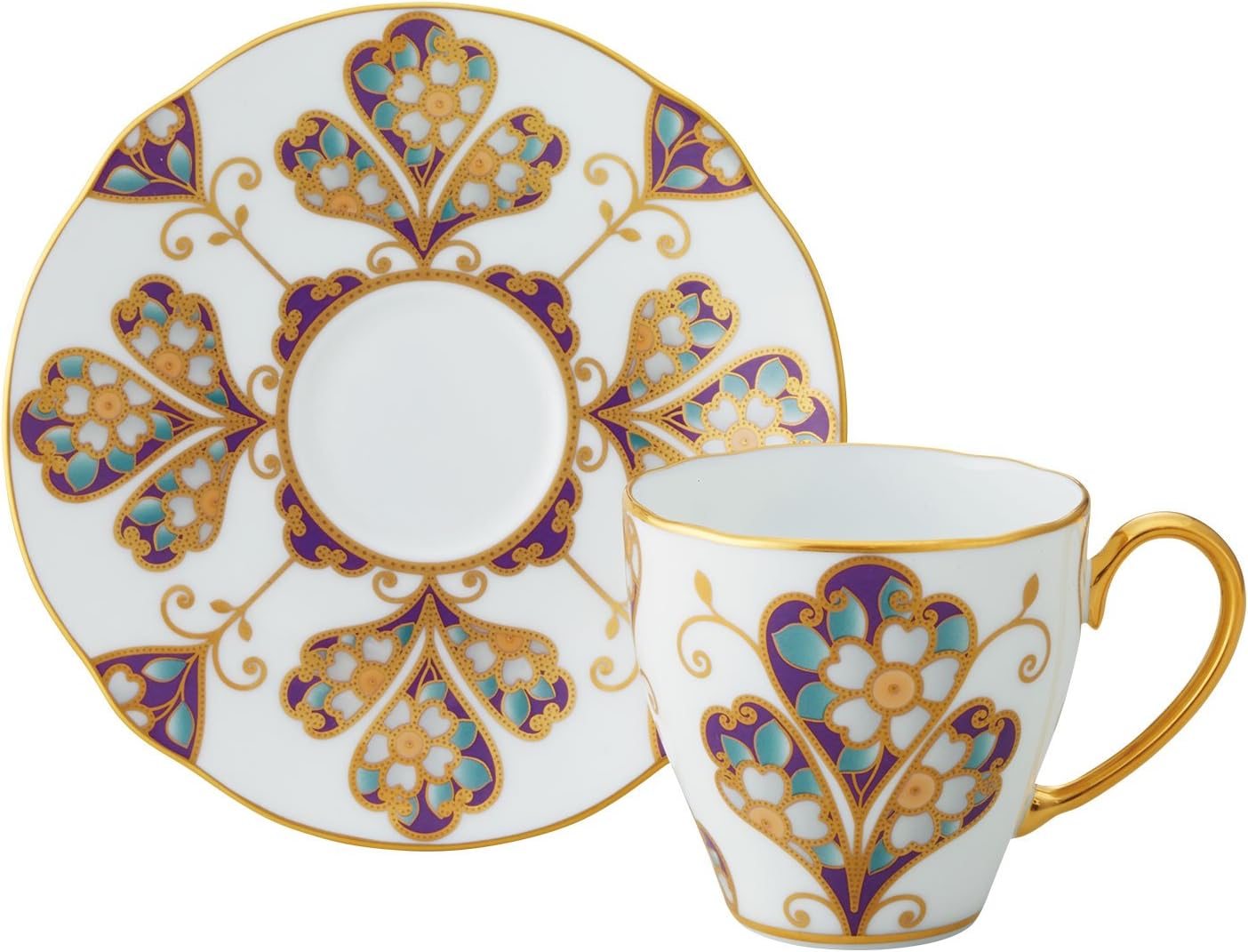 Noritake T2404/H-768 Demitas Cup & Saucer, 3.0 fl oz (85 cc), Homage Collection, Light Blue Rose Pattern, Fine Porcelain (Premium White)