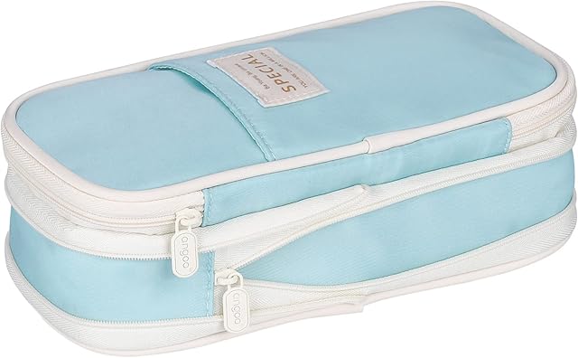 Cooja Pencil Case for Girls Large Capacity Pencil Cases with Compartments, Big Pencilcase for Kids Teenage School Stationary Office Storage Makeup Bag for Women Men, Light Blue