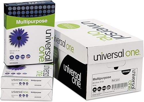 Multipurpose Paper, 98Brillo, 20lb, 812X 11, Bright White, 5000shtsCTN unv95200
