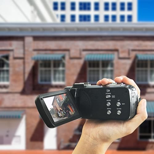 Miniatura 6 de Videocámara 4K 60FPS con pantalla abatible, videocámara con control WiFi e IR, grabadora de zoom de 18x, kit de cámara de vlogging digital IR para
