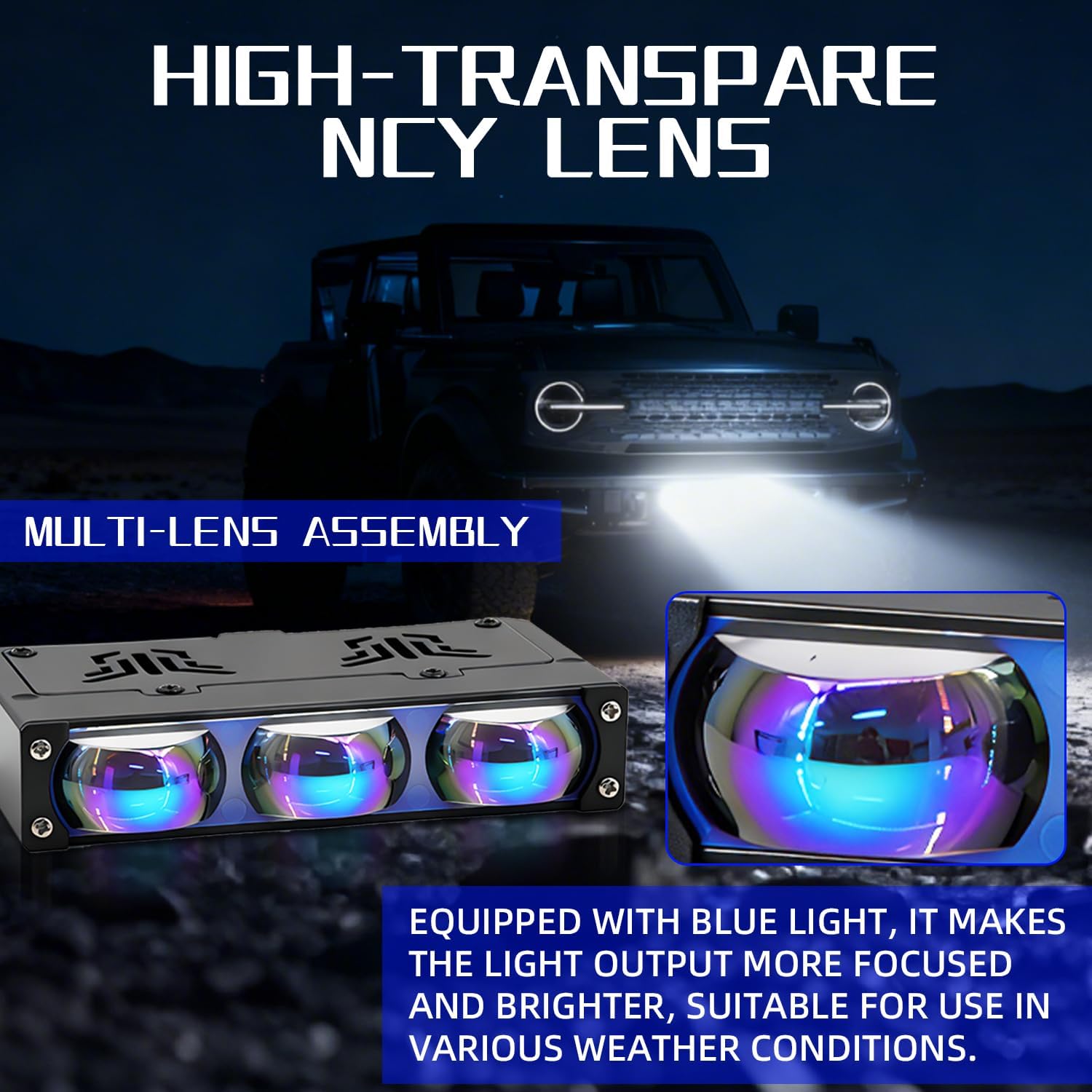 GSRECY Front Grille Pods LED Lights For Truck Motorcycle, White/Amber 45W Super Bright Driving Spot Lights Hi/Lo Beam Fog Light Auxiliary Lamp For Offroad SUV ATV Motorbike UTV Boat Tractor, 2 Pack