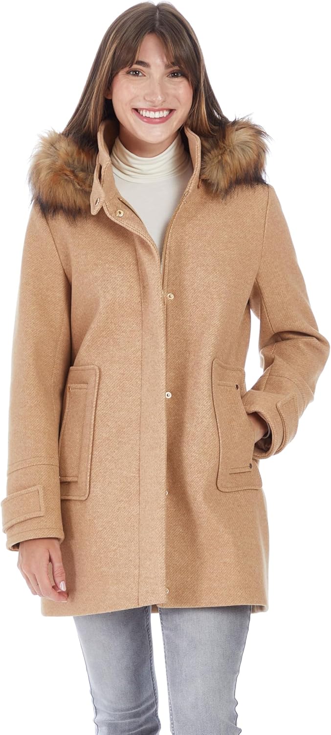 Nine West womens Af8221 - Nine West Mid-length Faux Wool Coat