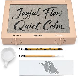 177 Inch Rotatable Water Drawing Board | Reusable Quick Dry Blank Canvas, Ink-Free Calligraphy Kit with Brushes & Tray, No Waste Art Tool