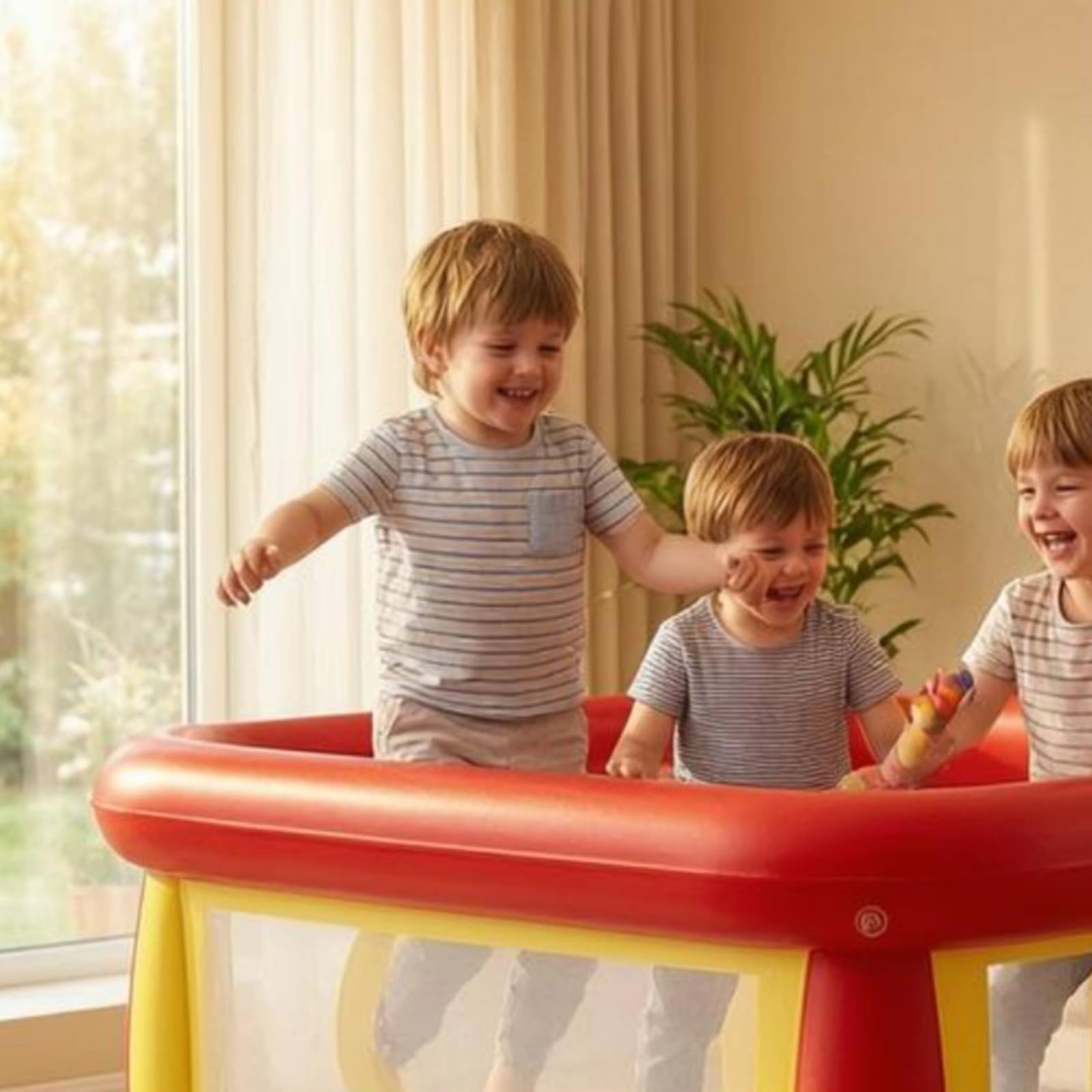Sharplace Castillo Hinchable para Niños Castillo Colchoneta Parque con Despejada para Cuidado y Fondo Reforzado Adecuado para Interiores y Exteriores Fiestas, Rojo, Azul, Verde