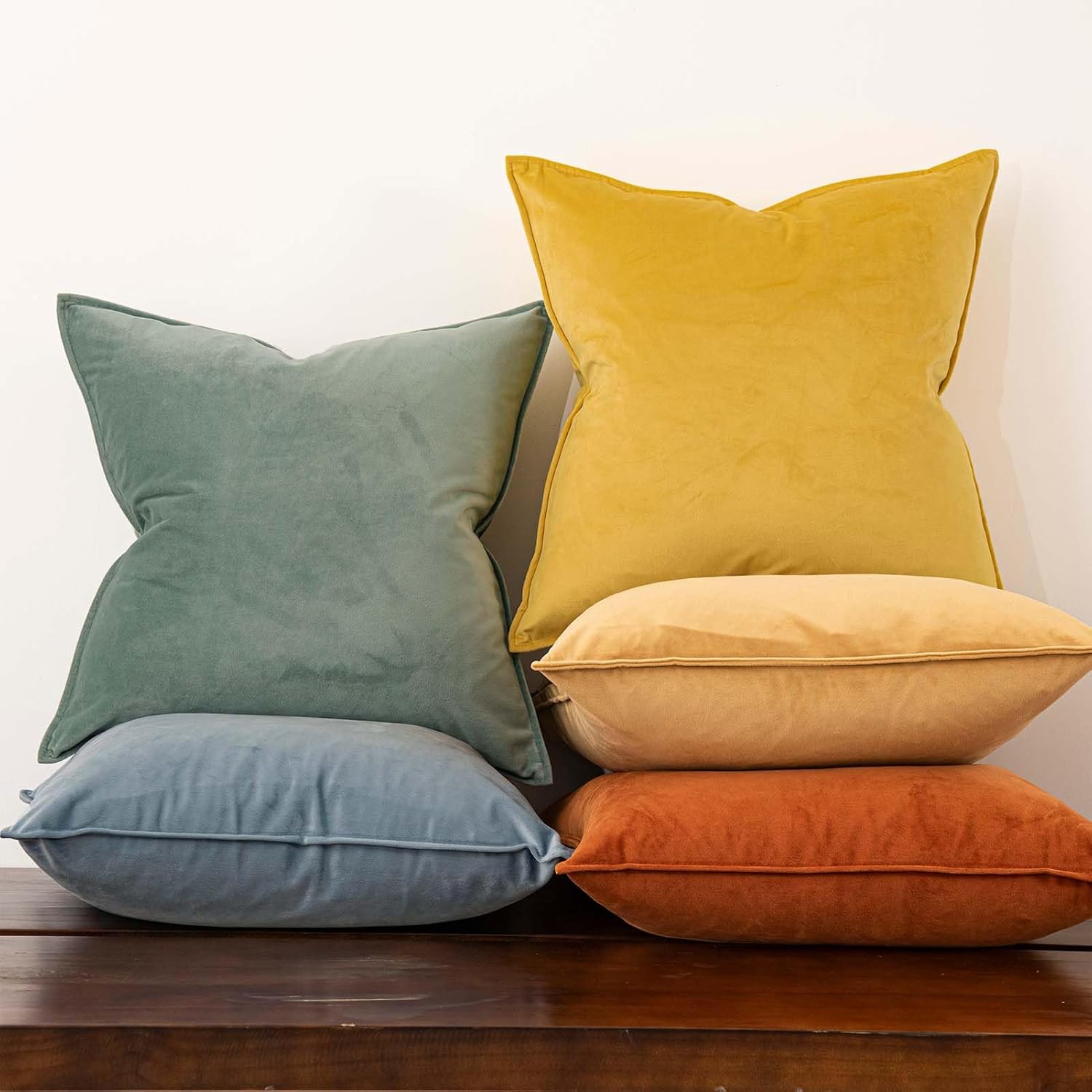 JUSPURBET 28x28 Pillow Covers Set of 2 Decorative Throw Pillow Covers Case for Couch Sofa Bed Soft Velvet Cushion Covers with Hidden Zipper for Home Decor Living Room,Sage