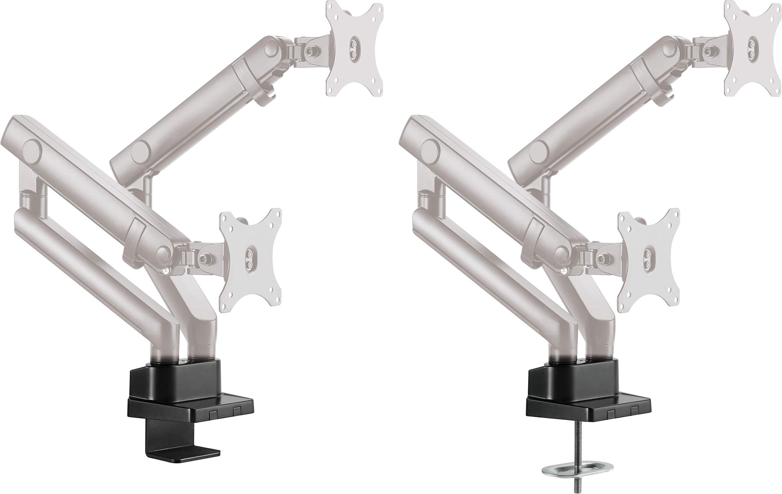 ICY BOX Supporto per doppio monitor per 2 monitor fino a 32", si attacca al piano del tavolo o al bordo del tavolo, acciaio, nero (IB-MS314-T)