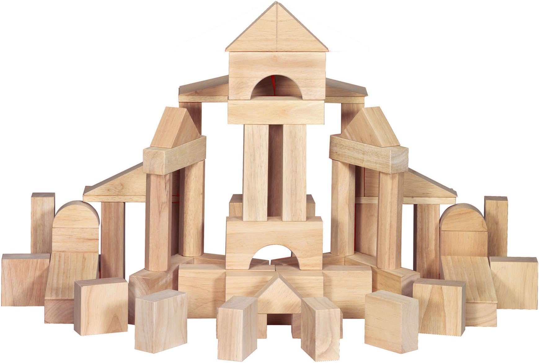 Standard Unit Solid-Wood Building Blocks with Wooden Storage Tray, 60-Piece Hardwood Sorting & Stacking Toys for Building & Balancing, Preschool Learning Toys for Kids Ages 3+