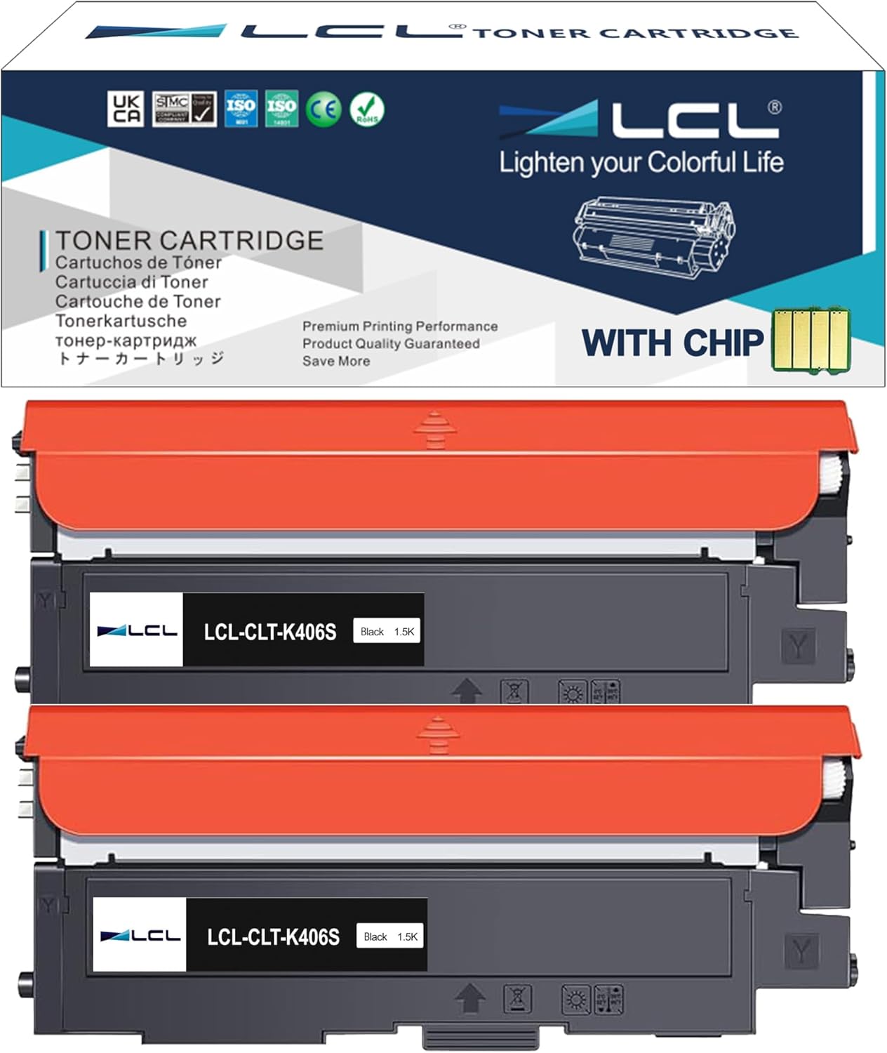 LCL CLT-406S Black Toner Cartridge Replacement for Samsung 406S CLT-K406S for CLP360 CLX-3300 CLX-3305FW CLX-3306W CLX-3306FN CLP-360 CLP-366W CLP-365W CLP-368 C410W C460W C460FW Printers (2-Pack)