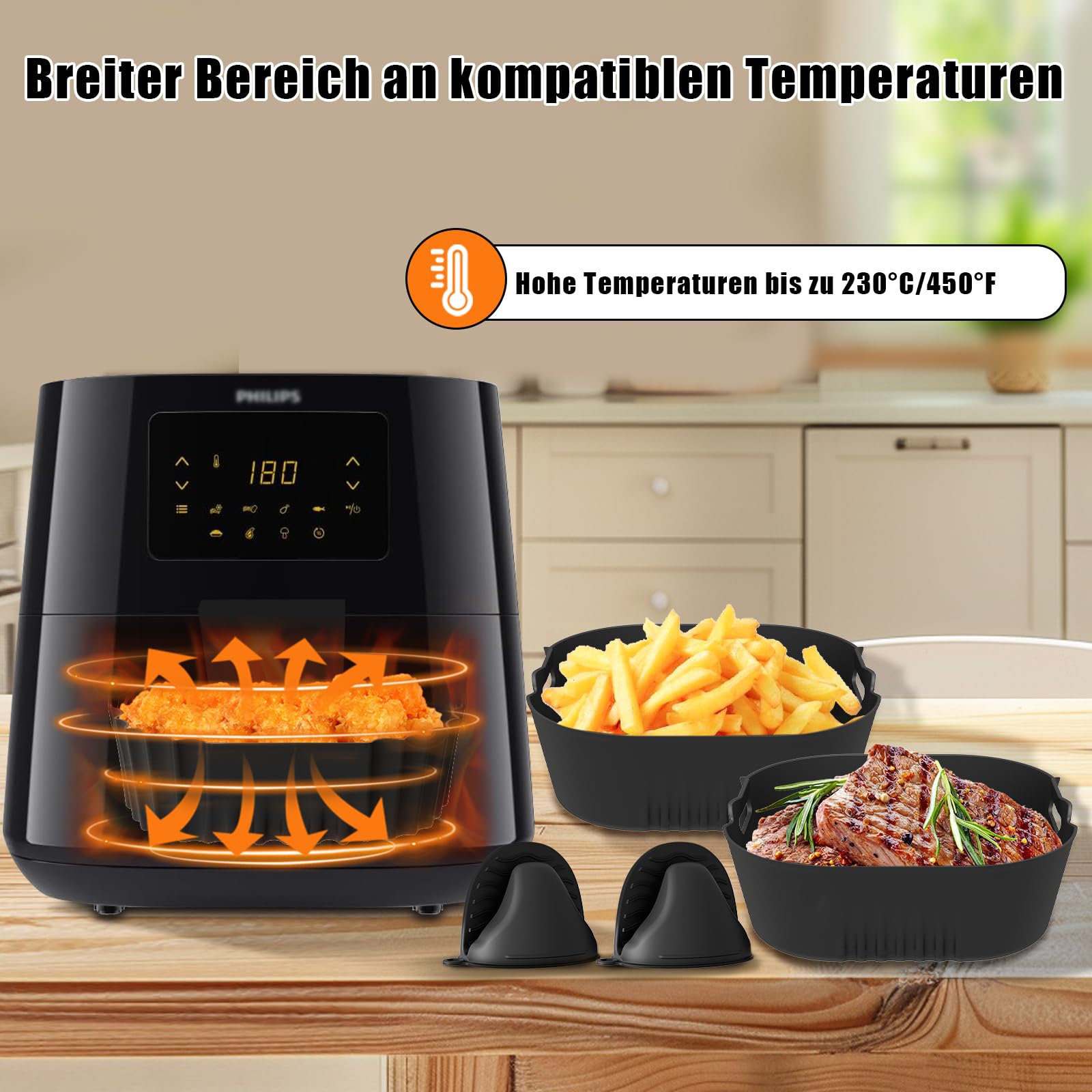 Formy pieczenia z silikonu frytkownicy powietrznej dla Philips 3000 6.2L | 4 wielokrotnego użytku, kwadratowe akcesoria do frytkownicy powietrznej Seria 5000 XL 6.2L / 7.2L