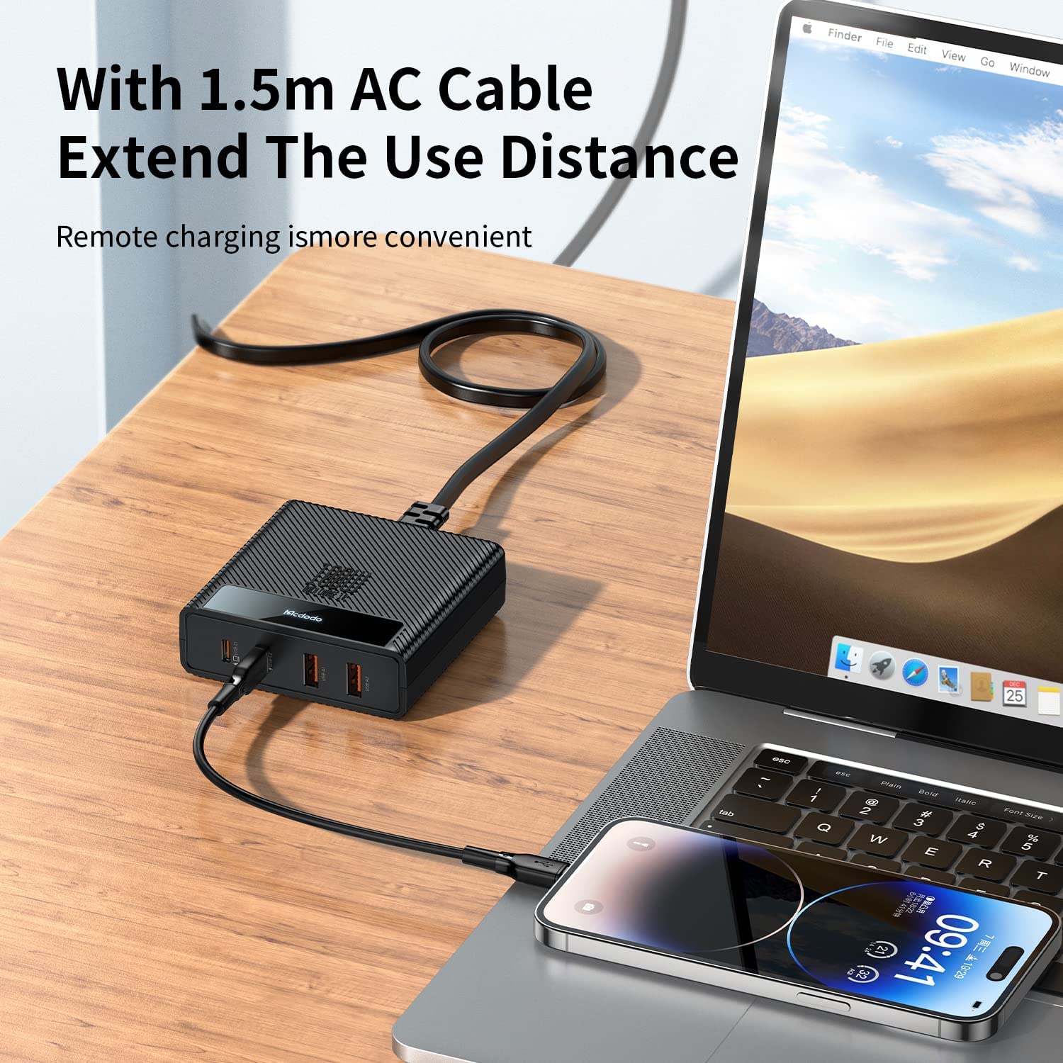 Mcdodo Caricatore USB C 100W Rapido a 4 Porte Con Cavo - GaN per iPad MacBook/Pro/Air, Lenovo, Dell, Phone, Samsung