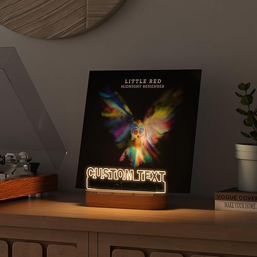 Miniatura 6 de Ammonite Vinilo giratorio personalizable con luz y soporte para discos, soporte de acrílico de madera para exhibición y almacenamiento de álbumes de