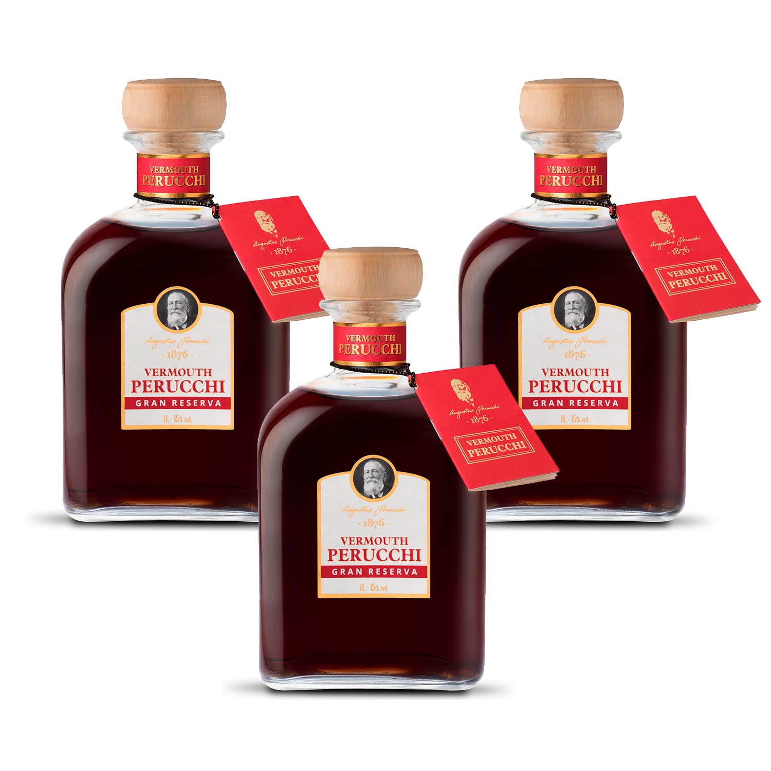 Vermouth Perucchi Gran Reserva Dorado – Pack 3 botellas – Elaborado en España – 15% Alcohol – Crianza media de 3 años por metodo solera – Selección Vins&Co – 1000 ml