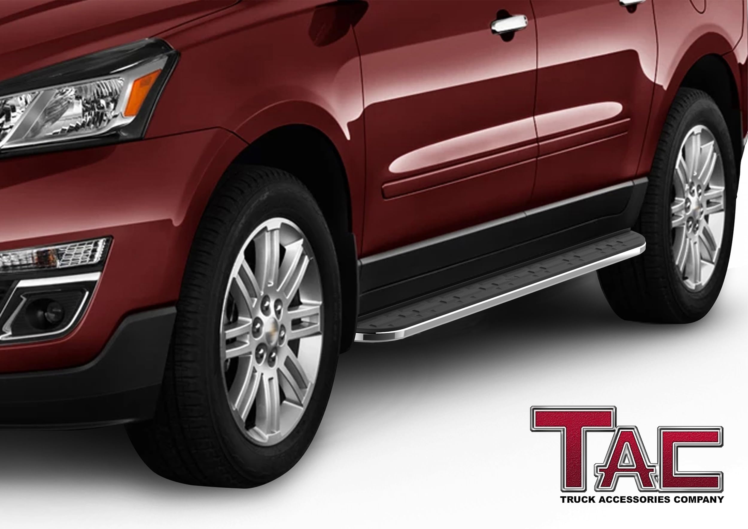 TAC Cobra Running Boards Compatible with 2007-2017 Chevy Traverse| 2007-2016 GMC Acadia| 2017 Acadia Limited(Exclude. Denali) | 2007-2009 Enclave Aluminum Black Off-Road SUV Exterior Accessories