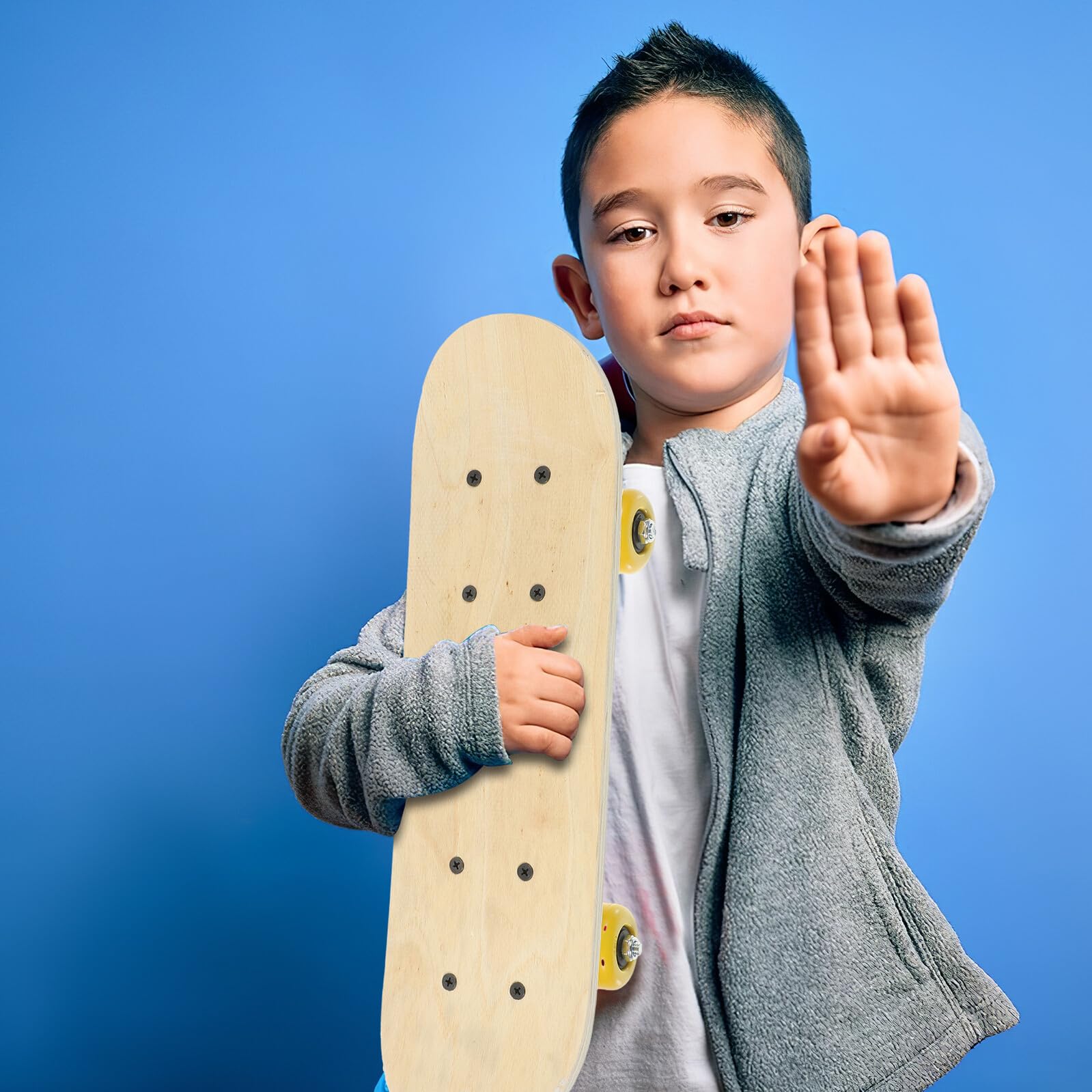 FOMIYES Kinder Selbstgemacht Skateboard Satz mit Holzdielen Stabiles Kleines Skateboard zum Bemalen Inklusive Pinsel und Farben für Kreative Malprojekte im Selbstgemacht Zufällige Farbe | Graffiti Bastelset mit Pinsel und Pigment, Stabile Struktur, Leicht