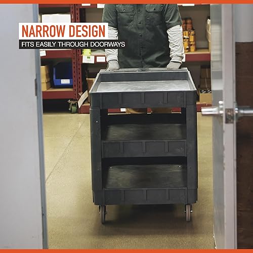 Miniatura 5 de Ironton Carrito utilitario de 3 bandejas de capacidad de 500 libras, carrito de carga de construcción de espuma estructural sin mantenimiento,