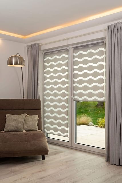 Khome Klemmfix Double Roller Blind, Polyester, grey, 75 x 150 cm