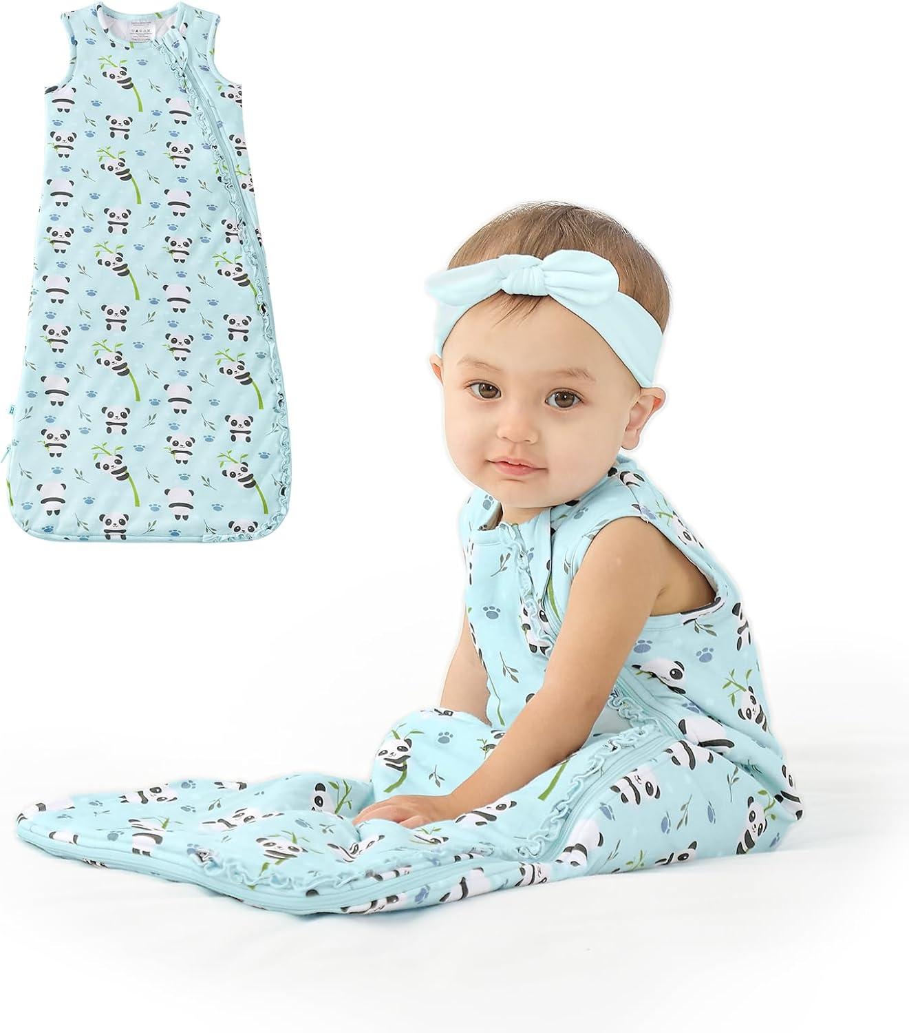 Newborn Baby 1 TOG Sleeveless 2-Way Ruffled Zippered Sleep Bag Viscose from Bamboo 0-36 Months