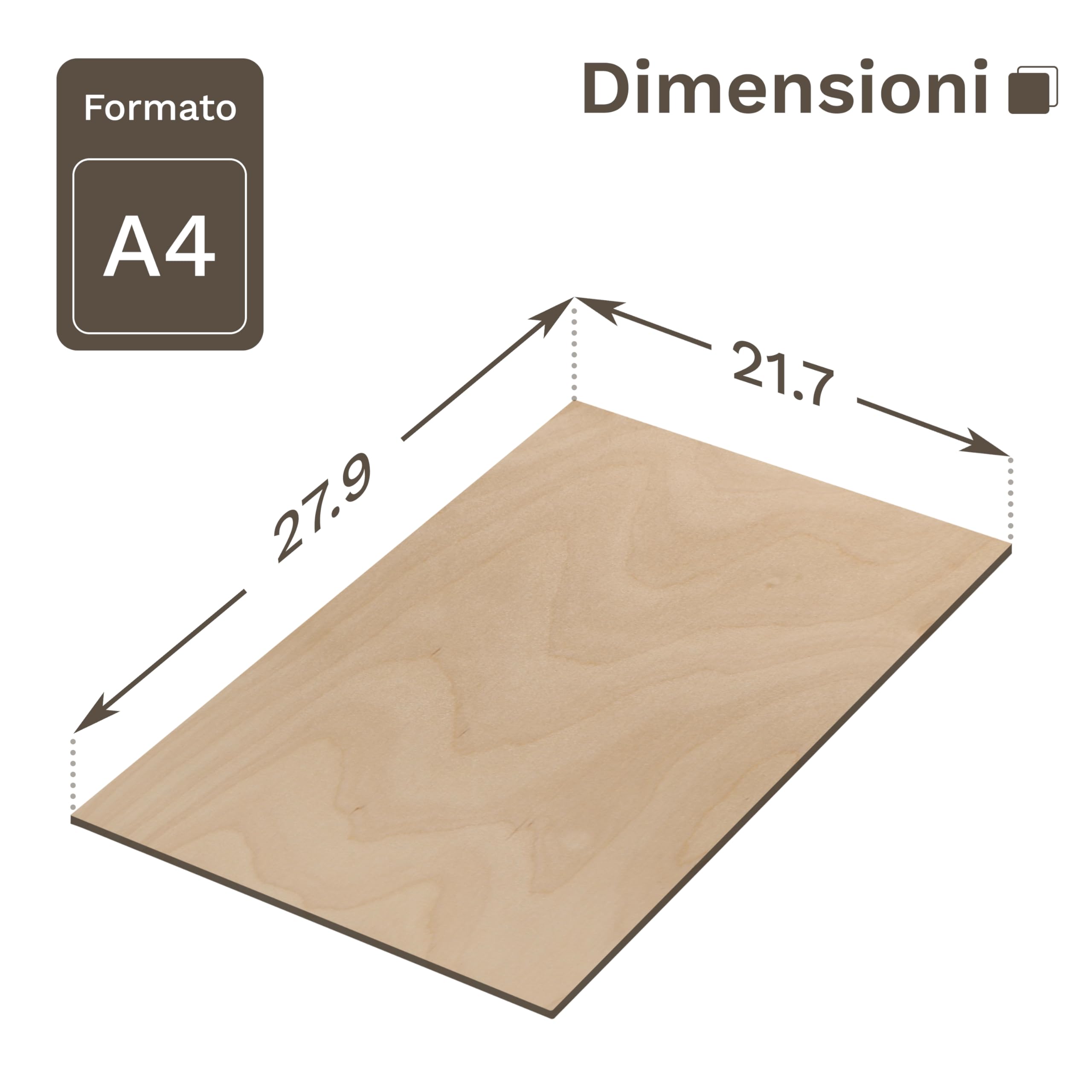 Wood Lab 50 x A4 Pannelli in Compensato Betulla | 3mm (±0,5mm) 29,7 x 21 cm | Tavole Grezze per Bricolage, Pirografia, Traforo, CNC, Laser, Decorazione, Decoupage, Incisione (50)